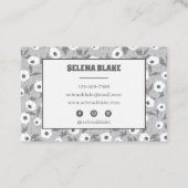 黒エレガント白フローラ、モダントレンディー 名刺 (裏面)