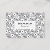 黒エレガント白フローラ、モダントレンディー 名刺 (正面)