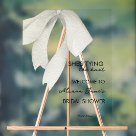 黒エレガント白ボウブライダルシャワー アクリルサイン