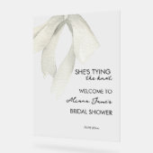 黒エレガント白ボウブライダルシャワー アクリルサイン (傾斜)