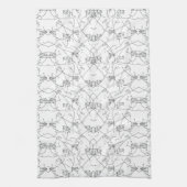 黒エレガント白ボタニカルキッチンタオル キッチンタオル (縦)