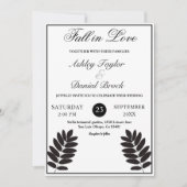 黒エレガント白ボホ素朴秋の結婚式 招待状 (正面)