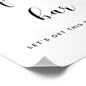 黒エレガント白ポップコーンバー結婚徴候 ポスター (角)