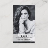 黒エレガント白ポートレート 名刺 (裏面)