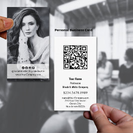 黒エレガント白ポートレート 名刺