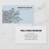 黒エレガント白マンダラアートロゴヨガ 名刺 (正面/裏面)