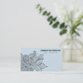 黒エレガント白マンダラアートロゴヨガ 名刺 (スタンド正面)