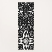 黒エレガント白マンダラデザイン投げピロ ヨガマット (正面)