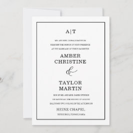 黒エレガント白ミニマルモダンリストシック 招待状