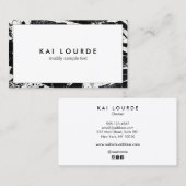 黒エレガント白モダン大理石プロフェッショナル 名刺 (正面/裏面)