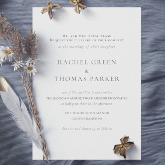 黒エレガント白モノグラフォーマルム結婚ズ 招待状