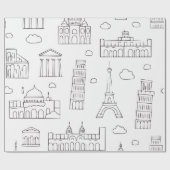 黒エレガント白ラッピング紙 ラッピングペーパー (フラット)