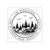 黒エレガント白ランドスケープ差出人住所 ラバースタンプ (インプリント)