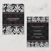 黒エレガント白ルックヴィンテージフローラマスク 名刺 (正面/裏面)