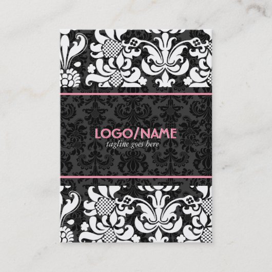 黒エレガント白ルックヴィンテージフローラマスク 名刺 (正面)