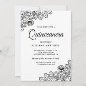 黒エレガント白レースキンセアニェラ 招待状 (正面)
