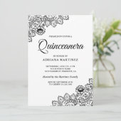 黒エレガント白レースキンセアニェラ 招待状 (スタンド正面)