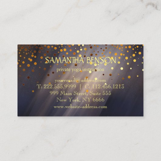 黒エレガント白ロータスフラワーロゴヨガ 名刺 (裏面)