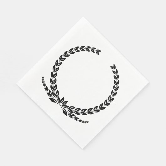 黒エレガント白ローレルリーフリース結婚ズ スタンダードランチョンナプキン (角)