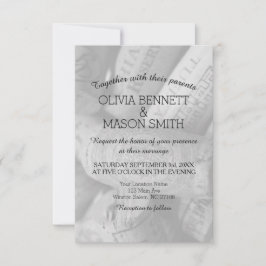 黒エレガント白ワインコーク結婚のカード 招待状