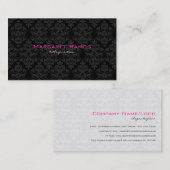 黒エレガント白ヴィンテージフローラダマスク7 名刺 (正面/裏面)