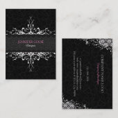 黒エレガント白ヴィンテージフローラマスク2 名刺 (正面/裏面)