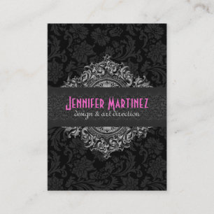 黒エレガント白ヴィンテージフローラマスク3 名刺