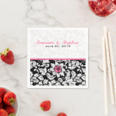 黒エレガント白ヴィンテージフローラマスク スタンダードカクテルナプキン (インサイチュ)