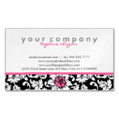 黒エレガント白ヴィンテージフローラマスク マグネット名刺 (正面)