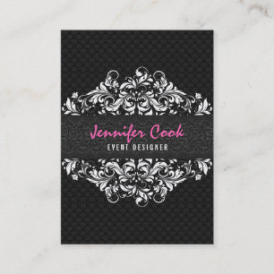 黒エレガント白ヴィンテージフローラレース2a 名刺