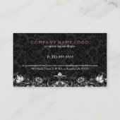 黒エレガント白ヴィンテージフローラレース 名刺 (裏面)