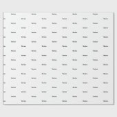 黒エレガント白名前をカスタムする文字 ラッピングペーパー (フラット)