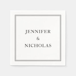 黒エレガント白結婚の スタンダードカクテルナプキン