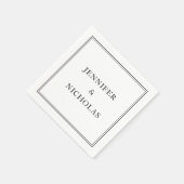 黒エレガント白結婚の スタンダードカクテルナプキン (角)