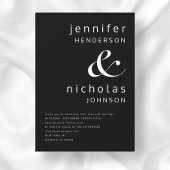 黒エレガント白結婚の 招待状