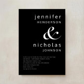 黒エレガント白結婚の 招待状