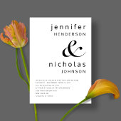 黒エレガント白結婚の 招待状