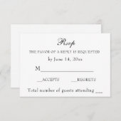 黒エレガント白結婚クラシック 出欠カード (正面/裏面)