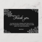 黒エレガント白結婚サンキューカード エンクロージャーカード (正面)