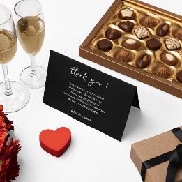 黒エレガント白結婚テーマ サンキューカード