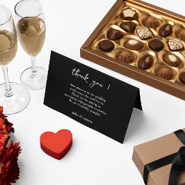 黒エレガント白結婚テーマ サンキューカード