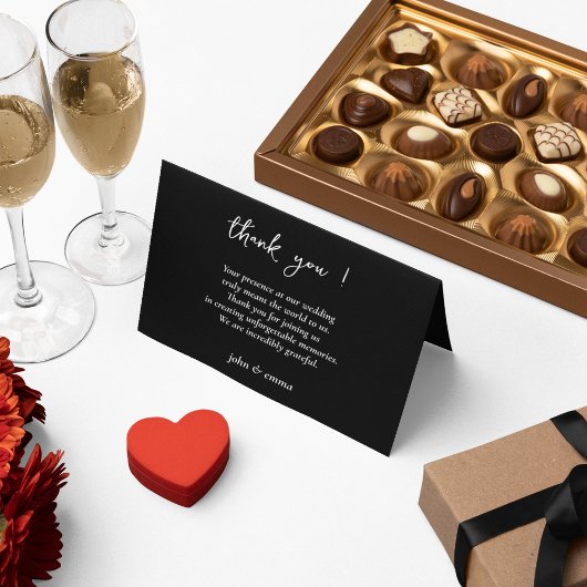 黒エレガント白結婚テーマ サンキューカード