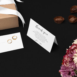 黒エレガント白結婚テーマ サンキューカード