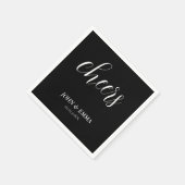 黒エレガント白結婚テーマ スタンダードカクテルナプキン (角)