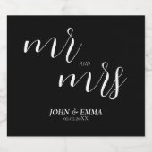 黒エレガント白結婚テーマ ビールラベル (シングルラベル)