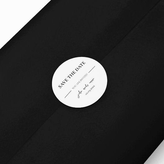 黒エレガント白結婚テーマ ラウンドシール