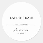 黒エレガント白結婚テーマ ラウンドシール (正面)