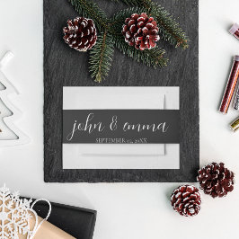 黒エレガント白結婚テーマ 招待状ベリーバンド