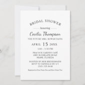 黒エレガント白結婚ブライダルシャワー 招待状 (正面)