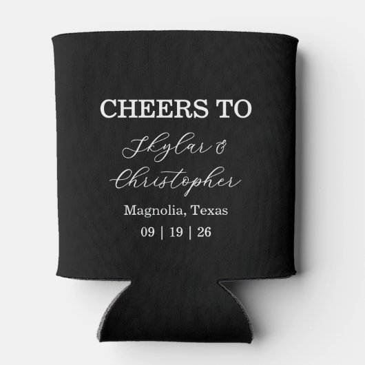 黒エレガント白結婚式の引き出物 缶クーラー (裏面)